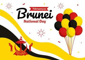 content brunei Darussalam nationale journée vecteur illustration sur 23 février avec agitant drapeau dans patriotique vacances plat dessin animé Contexte conception