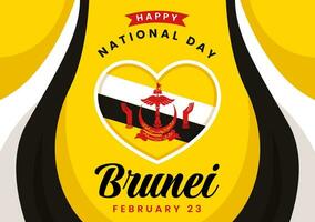 content brunei Darussalam nationale journée vecteur illustration sur 23 février avec agitant drapeau dans patriotique vacances plat dessin animé Contexte conception