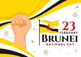 content brunei Darussalam nationale journée vecteur illustration sur 23 février avec agitant drapeau dans patriotique vacances plat dessin animé Contexte conception