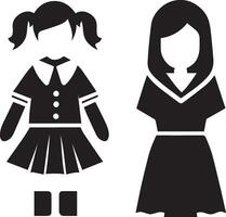 fille uniforme icône vecteur silhouette 4