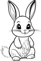 une mignonne lapin ligne art vecteur illustration coloration page.
