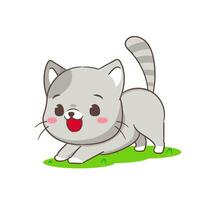 mignonne chat dessin animé personnage. chibi adorable animal concept conception. isolé blanc Contexte. vecteur art illustration.