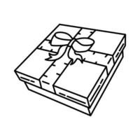 icône de boîte-cadeau. doodle dessinés à la main ou style d'icône de contour vecteur