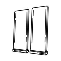 stand de bannière définir le vecteur d'icône. doodle dessinés à la main ou style d'icône de contour