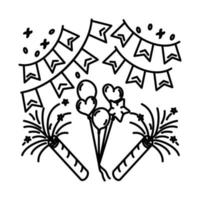 icône de décoration de fête. doodle dessinés à la main ou style d'icône de contour vecteur