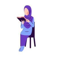 illustration de hijab femme en train de lire livre vecteur