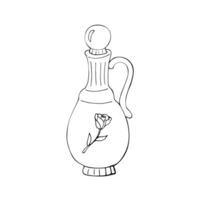 main tiré du vin carafe avec Rose vecteur illustration. carafe. isolé vecteur illustration.