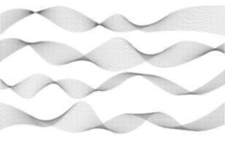 abstrait demi-teinte ondulé lignes sur blanc Contexte. couler courbe mélange texture. l'audio la fréquence gris rayures. vecteur graphique illustration.