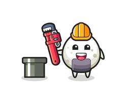 illustration de caractère d'onigiri en tant que plombier vecteur