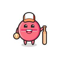 personnage de dessin animé de comprimé de médecine en tant que joueur de baseball vecteur