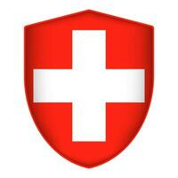 Suisse drapeau dans bouclier forme. vecteur illustration.