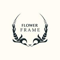 floral Cadre fleur rond forme emblème logotype isolé sur blanc arrière-plan, feuilles luxe linéaire logo cercle style boutique vecteur