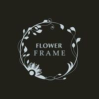 floral Cadre fleur rond forme emblème logotype isolé sur blanc arrière-plan, feuilles luxe linéaire logo cercle style boutique vecteur