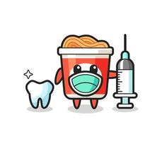 personnage mascotte de nouilles instantanées en tant que dentiste vecteur