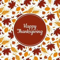carte ou bannière de joyeux thanksgiving avec feuillage de dessin animé vectoriel