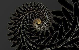 fibonacci spirale Contexte. abstrait noir et or nautile fibonacci modèle modèle, d'or luxe vecteur illustration sur gris Contexte