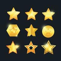collection d'icônes étoile d'or vecteur