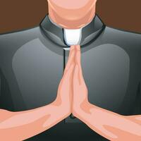 prier prêtre mains vecteur