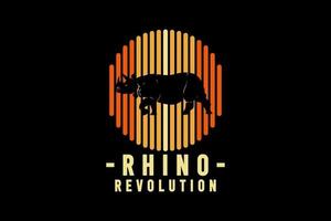 révolution du rhinocéros, illustration de dessin à la main de style vintage rétro vecteur