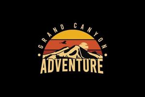 aventure du grand canyon, illustration de dessin à la main de style vintage rétro vecteur