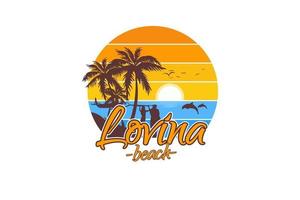 lovina beach, maquette de t-shirt silhouette marchandise maquette vecteur