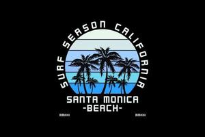17. saison de surf en californie, silhouette style vintage rétro vecteur