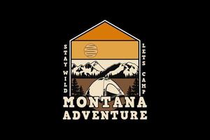 aventure du montana, style rétro de silhouette de conception vecteur