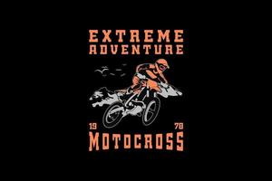 motocross d'aventure extrême, style rétro de silhouette de conception vecteur