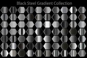 collection de jeu de dégradés en acier noir à texture métallique vecteur