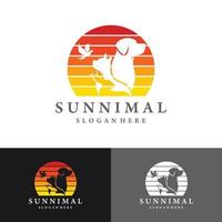 sunnimal animaux de compagnie paysages cheval, chien, chat vector illustration