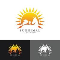 sunnimal animaux de compagnie paysages cheval, chien, chat vector illustration