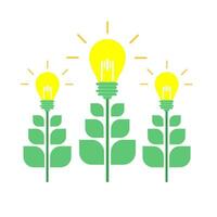 lampe lumière ampoule idée plante dessin animé griffonnage plat conception style vecteur illustration