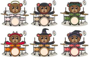 ours musique halloween set drum vecteur