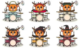 cerf musique halloween set drum vecteur