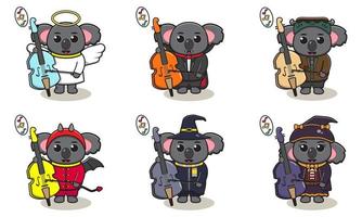 koala musique halloween set violoncelle vecteur