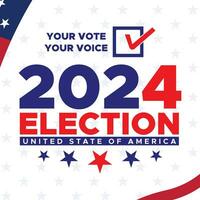 voter 2024. présidentiel élection journée dans uni États. élection 2024 Etats-Unis. politique élection campagne bannière. arrière-plan, poste, bannière, carte, affiche conception avec voter journée novembre 5 nous vecteur