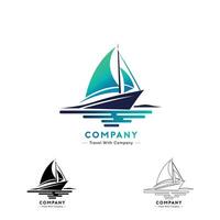 voilier logo sur le mer dans un ligne conception concept vecteur