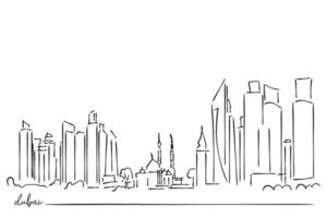 ligne art vecteur de Dubai ligne d'horizon. Dubai panoramique paysage urbain
