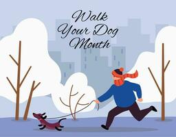 marcher votre chien mois. plat style. vecteur illustration.