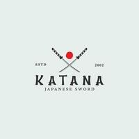 Japonais katana épée logo ancien vecteur illustration concept modèle icône conception