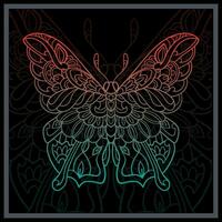 pente coloré papillon mandala les arts isolé sur noir Contexte. vecteur
