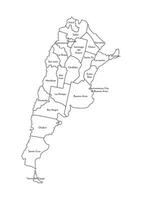 vecteur isolé illustration de simplifié administratif carte de Argentine. les frontières et des noms de le provinces, Régions. noir ligne silhouettes.