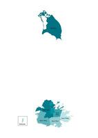 vecteur isolé illustration de simplifié administratif carte de antigua et barboude. les frontières et des noms de le Régions. coloré bleu kaki silhouettes