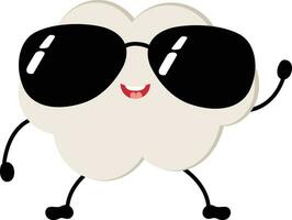 marrant content nuage mascotte avec des lunettes de soleil vecteur