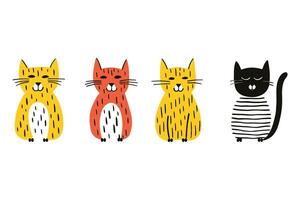 chat dans le style de dessin animé de doodle vecteur