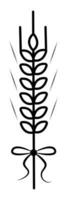 Célibataire blé épillet avec une arc, magique vecteur noir ligne illustration