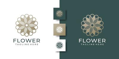 modèle de conception de logo de fleur d'or avec concept d'art en ligne créatif vecteur