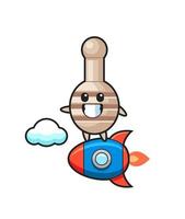 personnage mascotte de la louche de miel chevauchant une fusée vecteur
