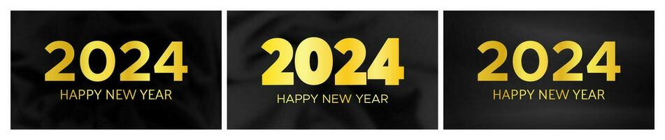 2024 content Nouveau année sur foncé soie Contexte vecteur