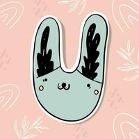 mignonne lapin autocollant. dessin animé animal personnage vecteur